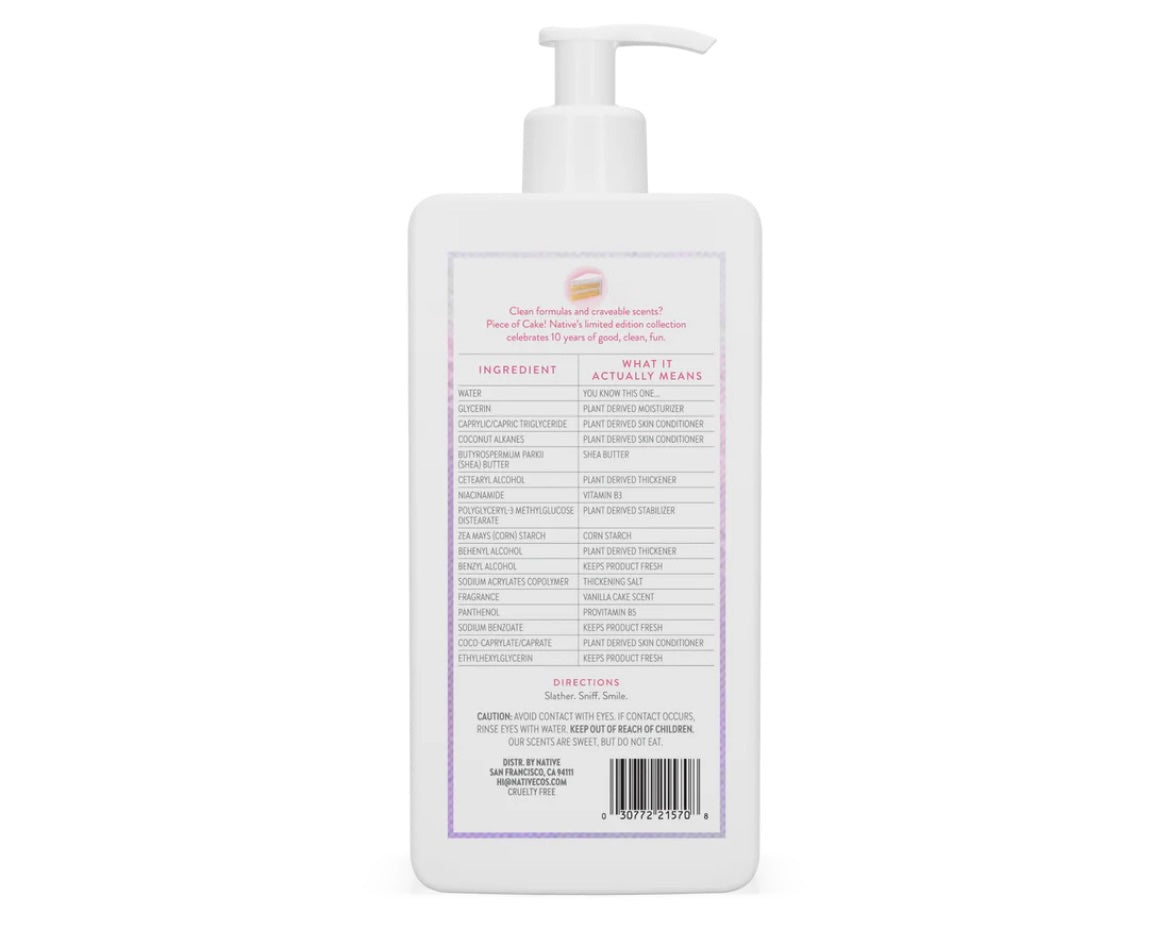 Piece Of Cake Body Lotion by Native In Stock Now