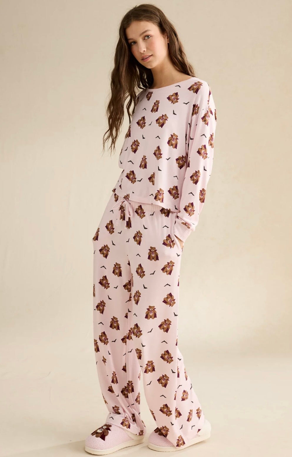 Bear & Bats Halloween Autumn American Eagle Pyjama Set Long