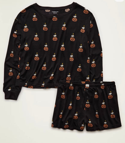 Snoopy Black Autumn American Eagle Pyjama Set